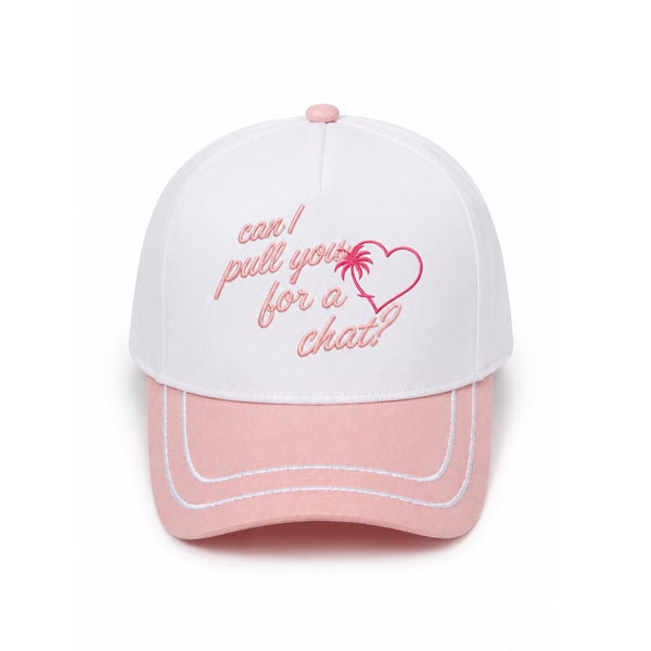 Can We Chat Hat in Pink and White