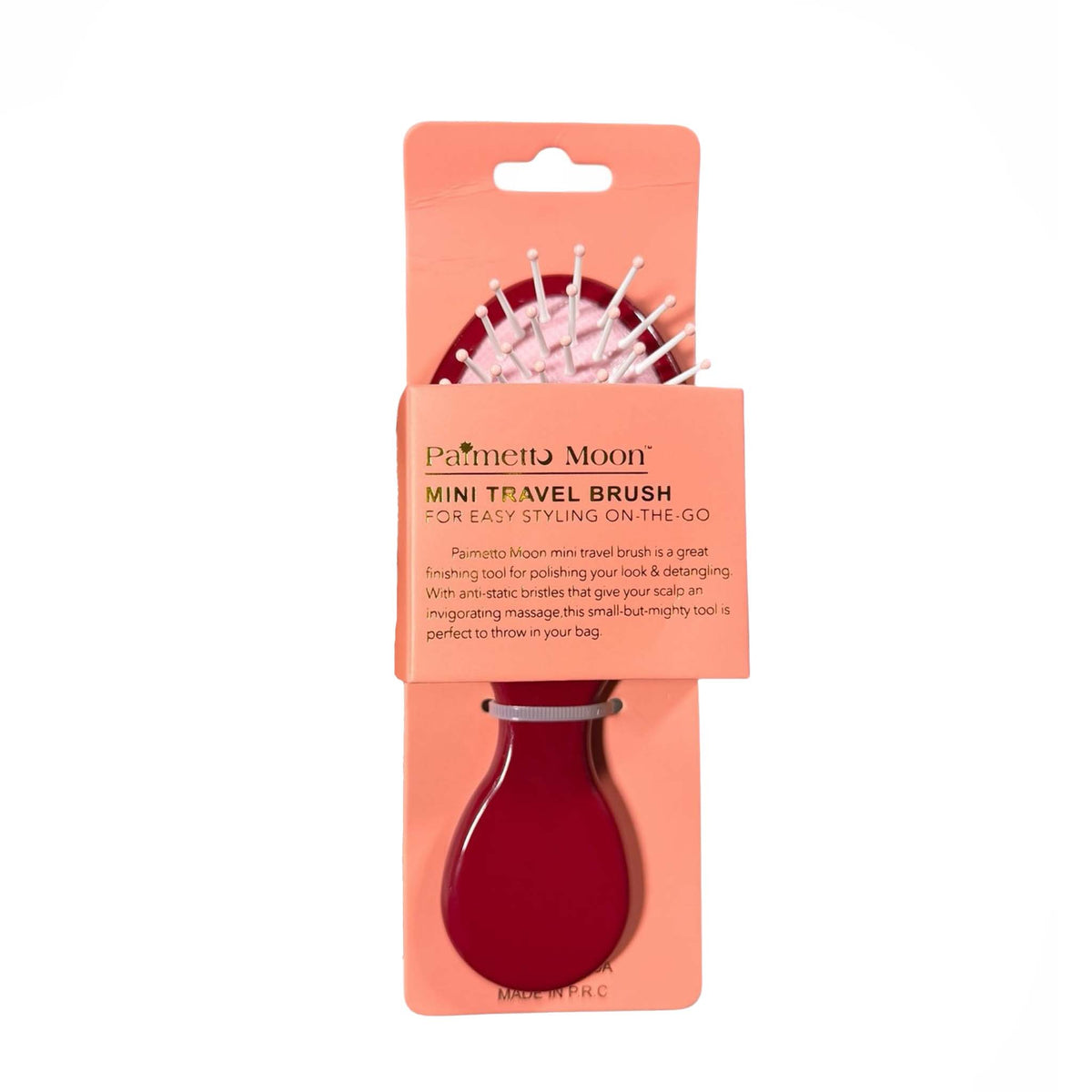 Palmetto Moon Mini Travel Brush in burgundy