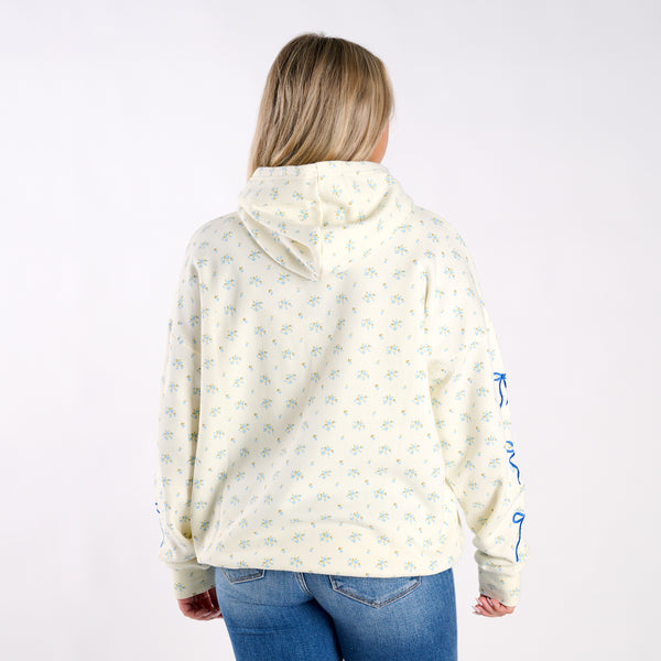 Blue Floral Bow Hoodie
