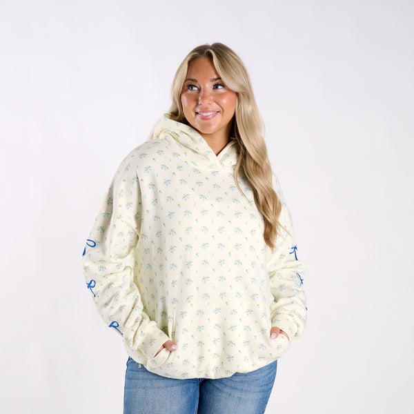 Blue Floral Bow Hoodie