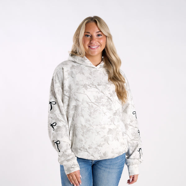 White Camo Bow Hoodie