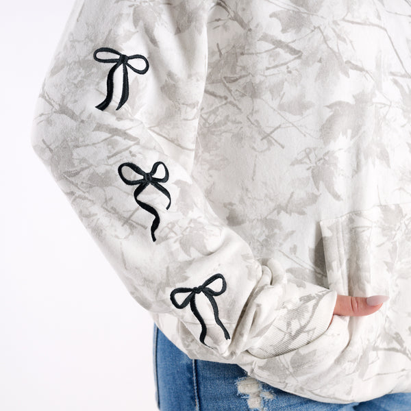 White Camo Bow Hoodie