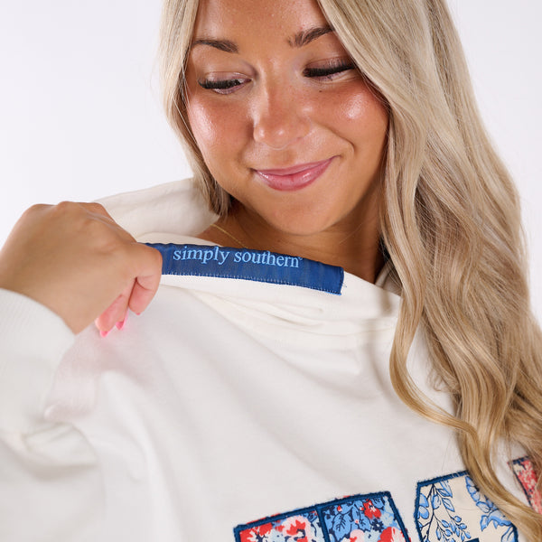 USA Floral Fill Hoodie in White