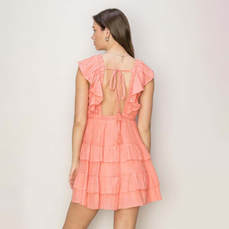 Ruffle Front Tiered Soft Dress
