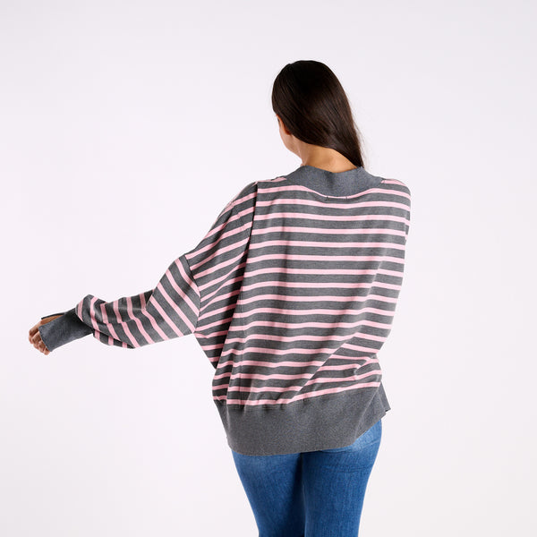 dark heather grey and pink 