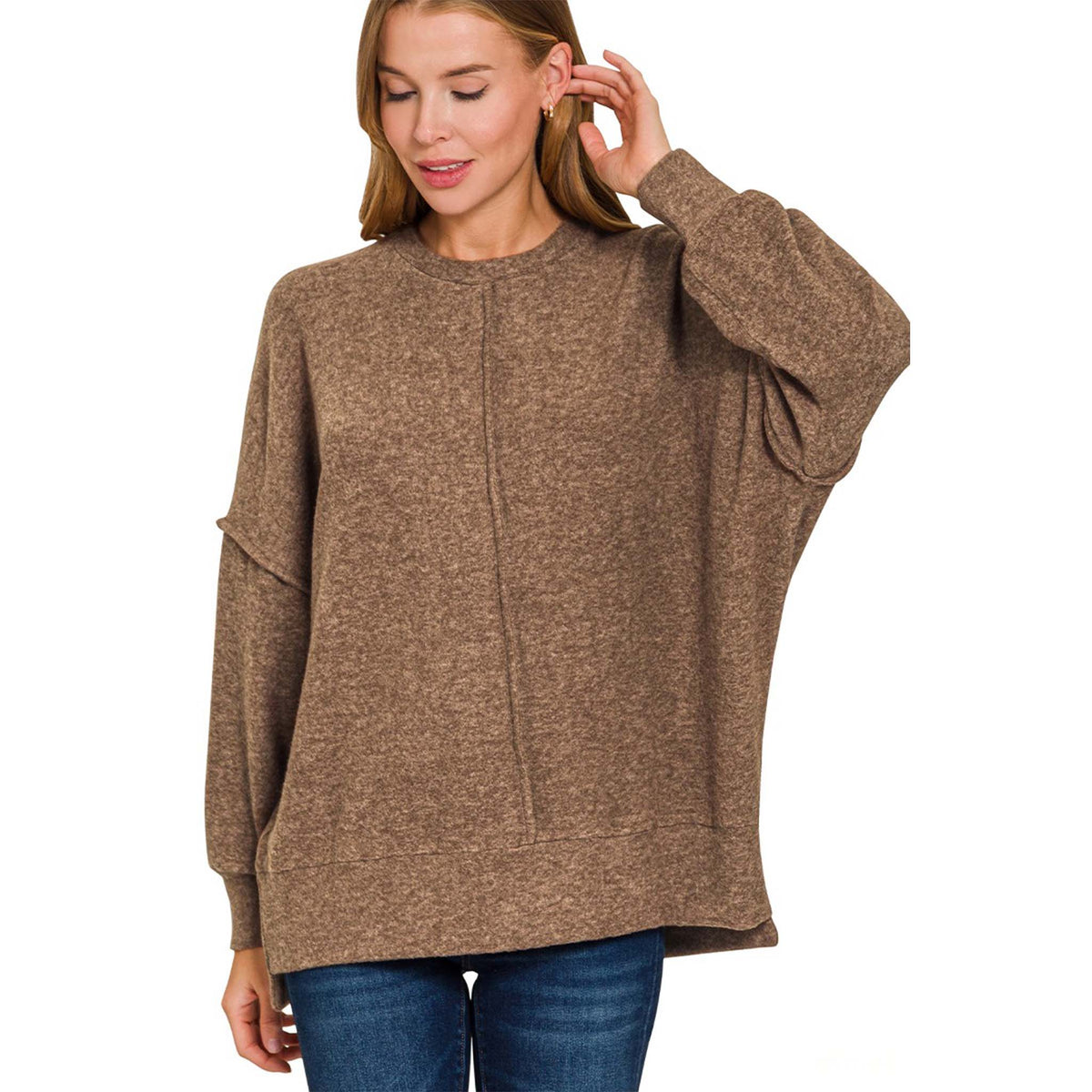Hacci Oversized Boxy Sweater in brown