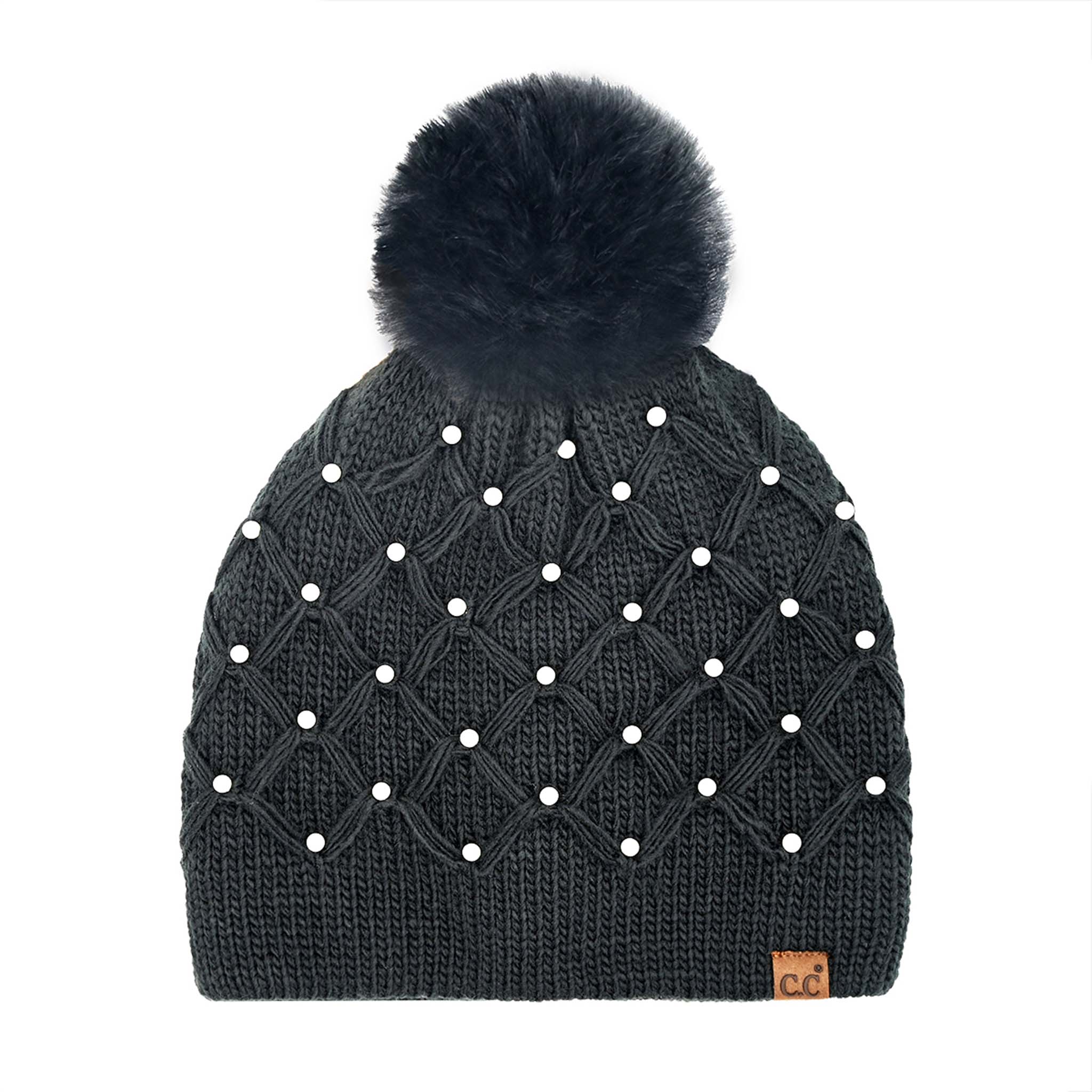 Pearl Crochet Pom CC Beanie