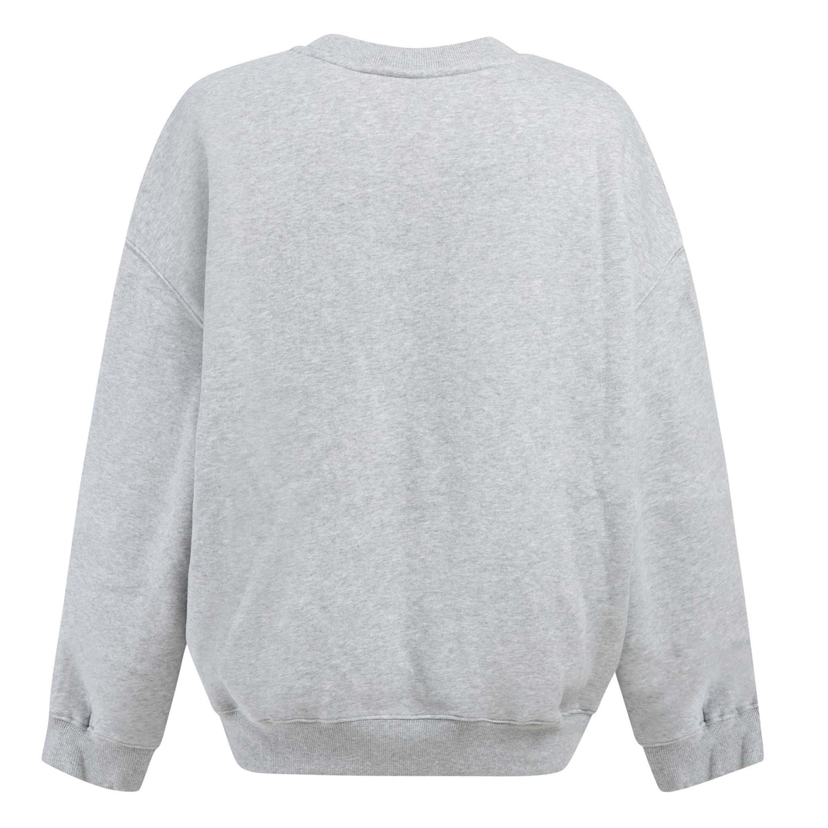 Heather grey crewneck sweatshirt with plain back and no design.