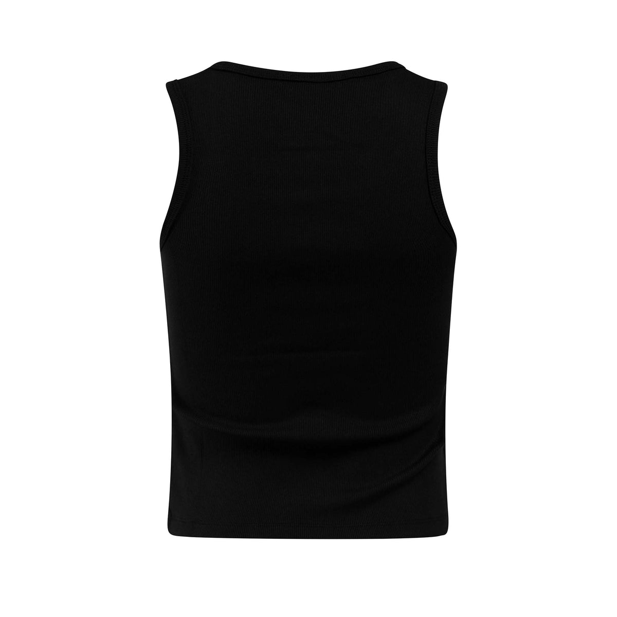 Black sleeveless top on a white background