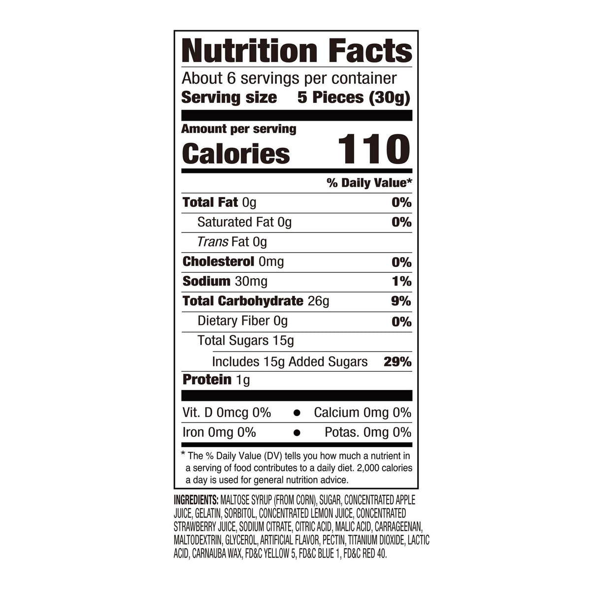 Nutrition facts label for a product with detailed calorie and ingredient information.