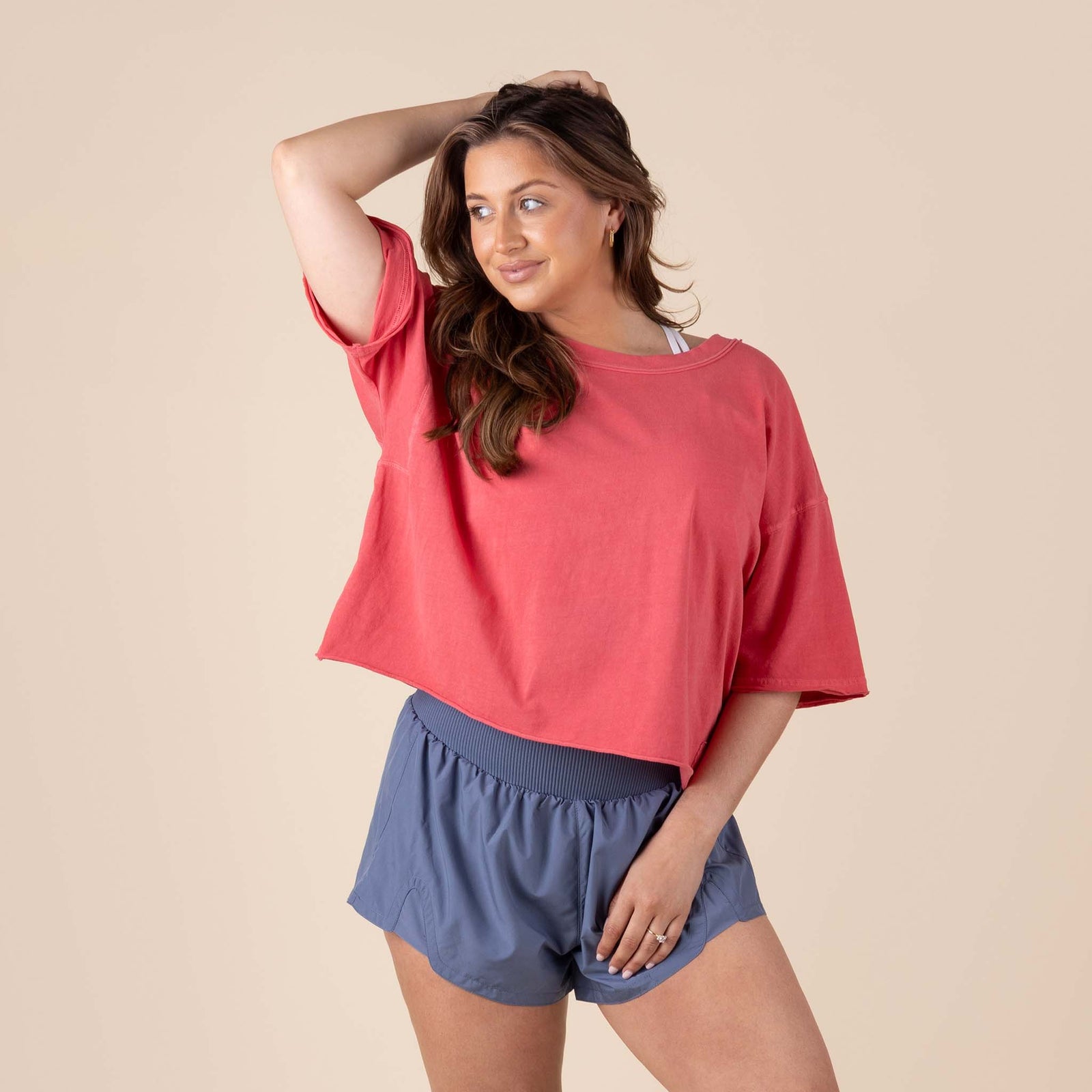 Free People Movement Short Sleeve Inspire Tee in winterberry – lightweight, breathable athletic t-shirt with a relaxed fit and crew neckline.