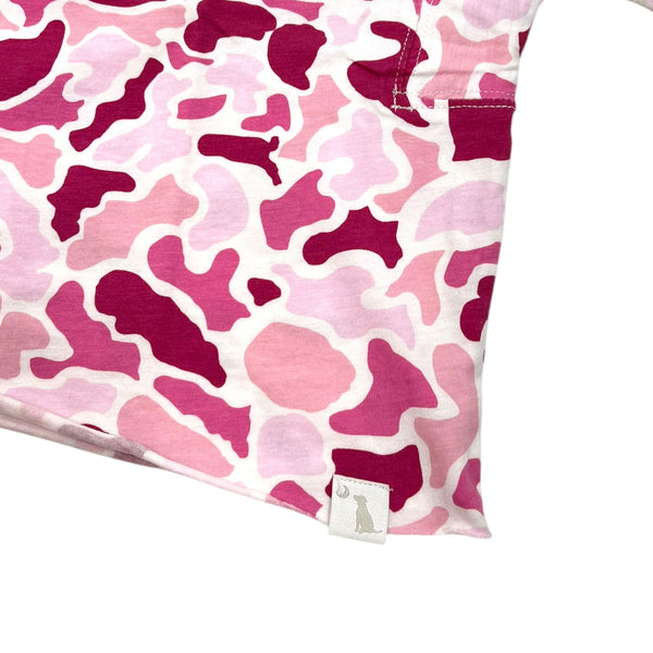 Youth Short Sleeve Boxy Crop Athletic Top in Localflage Pink