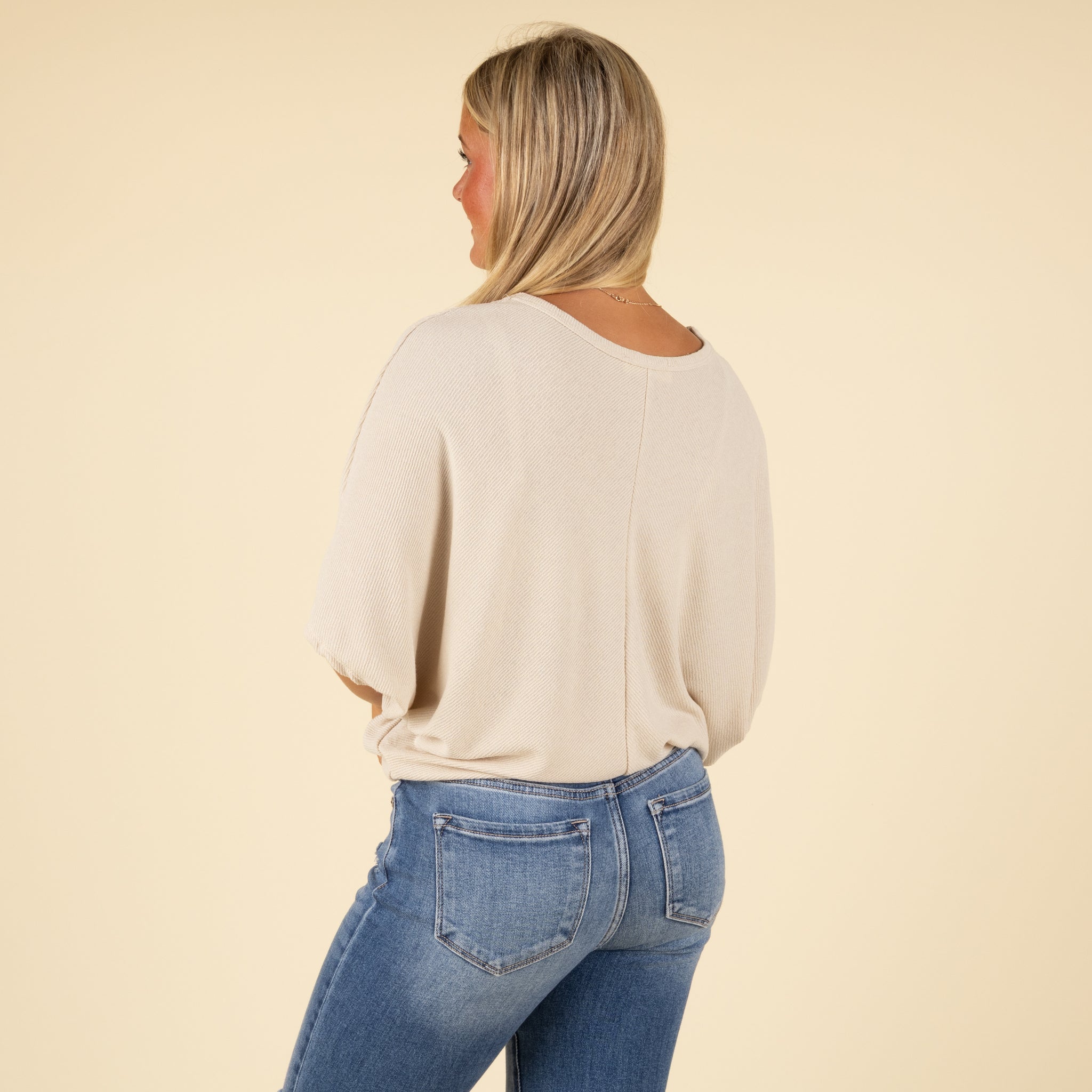 Short Sleeve Miter Ribbed Cocoon Top