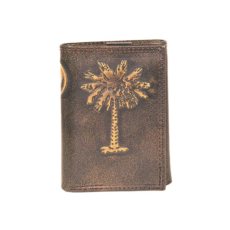 Palmetto Tree Burnished Trifold Wallet