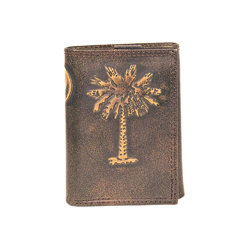 ZEP-PRO Palmetto Tree Burnished Trifold Wallet | Palmetto Moon