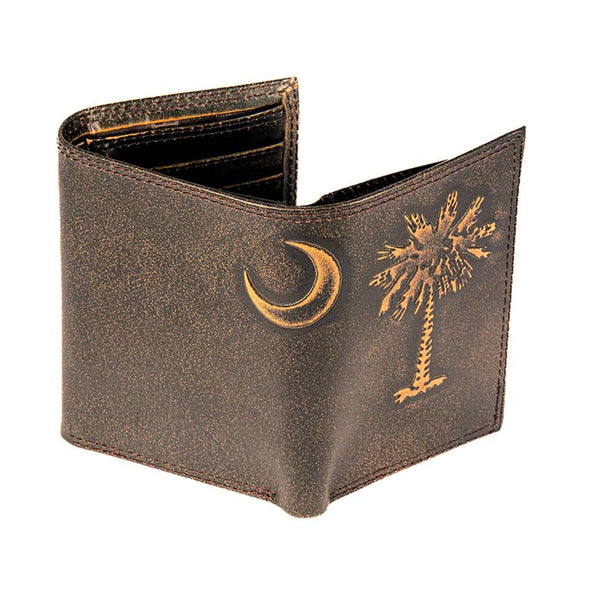 Palmetto Tree Burnished Trifold Wallet