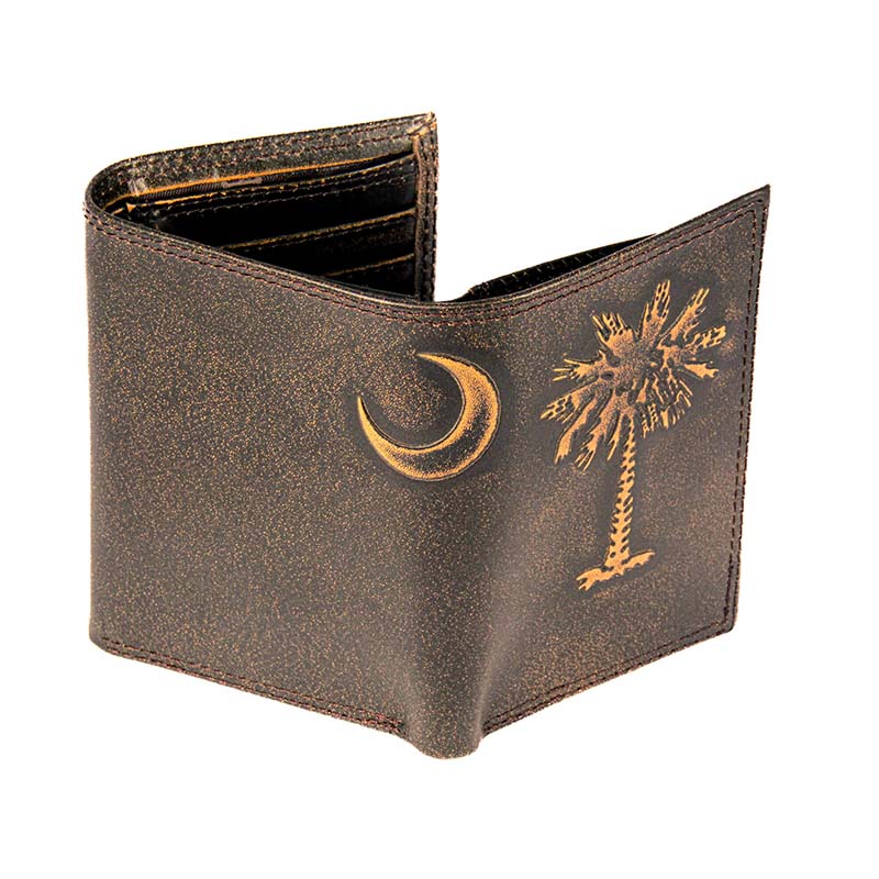 Palmetto Tree Burnished Trifold Wallet