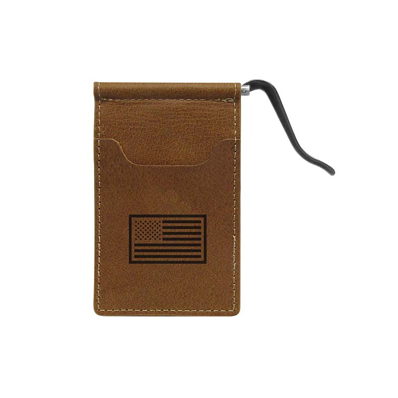 Flag Embossed Clip Front Pocket Wallet