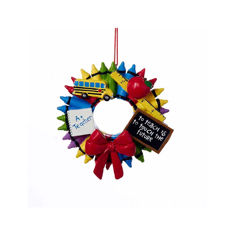 crayon wreath teacher ornament