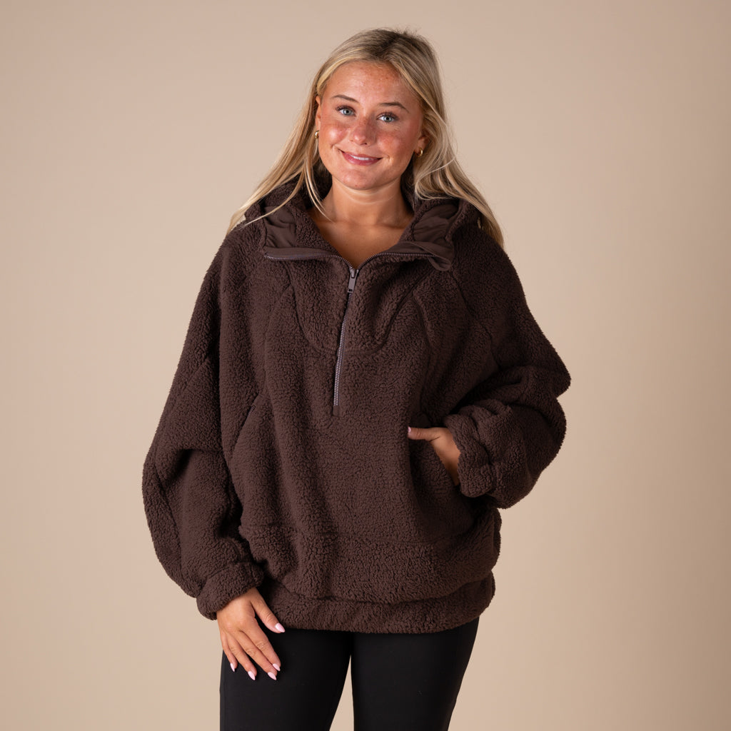 Sherpa Hooded Quarter Zip Pullover