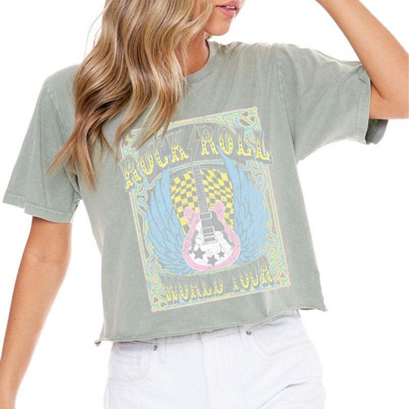 Rock 'N Roll World Tour Cropped Short Sleeve T-Shirt