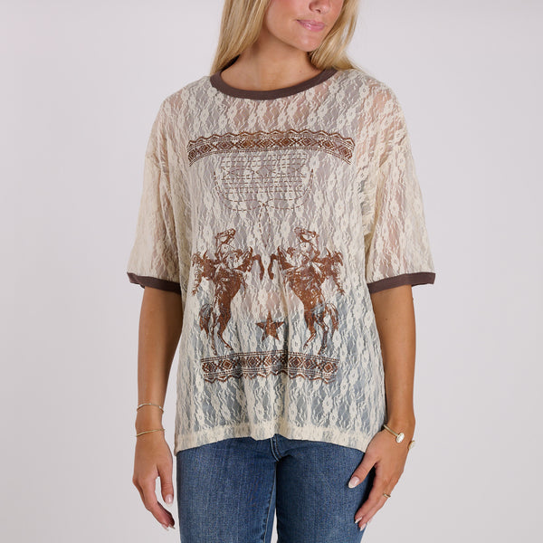 Lace Western Duo Short Sleeve T-Shirt