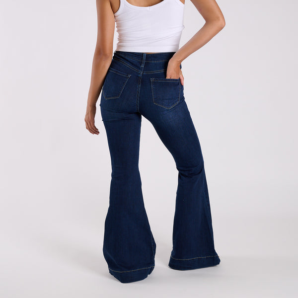 High-Rise Dark Wash Super Flare Jeans