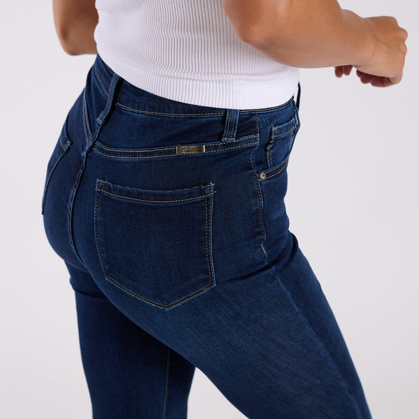 High-Rise Dark Wash Super Flare Jeans