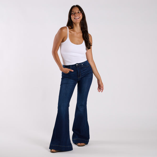 High-Rise Dark Wash Super Flare Jeans