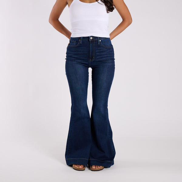 High-Rise Dark Wash Super Flare Jeans