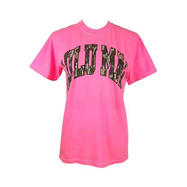 Youth Lulu Mac Short Sleeve T-Shirt in Neon Pink and Camo