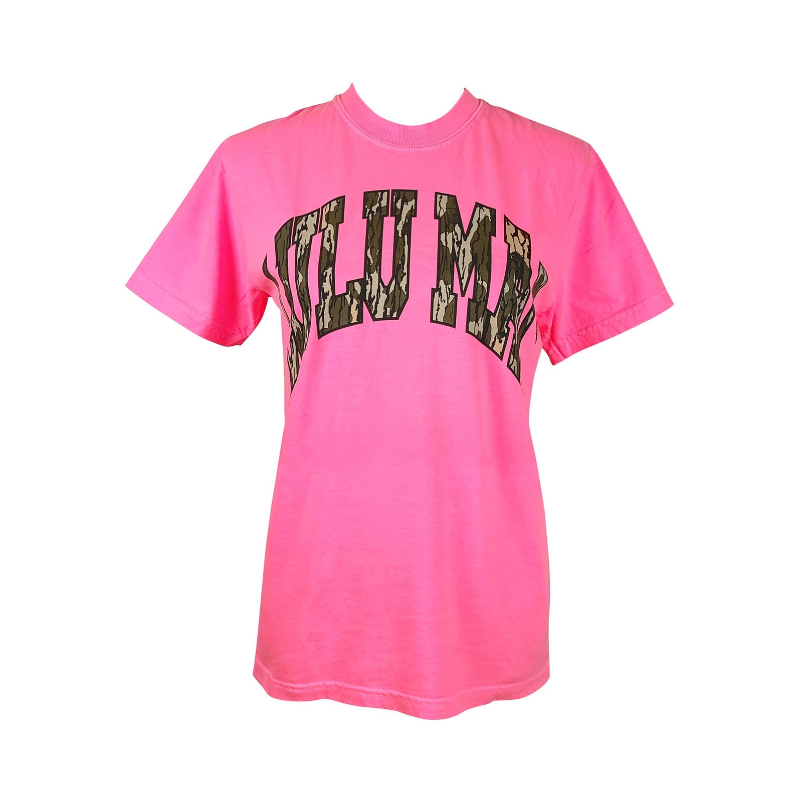 Youth Lulu Mac Short Sleeve T-Shirt in Neon Pink and Camo
