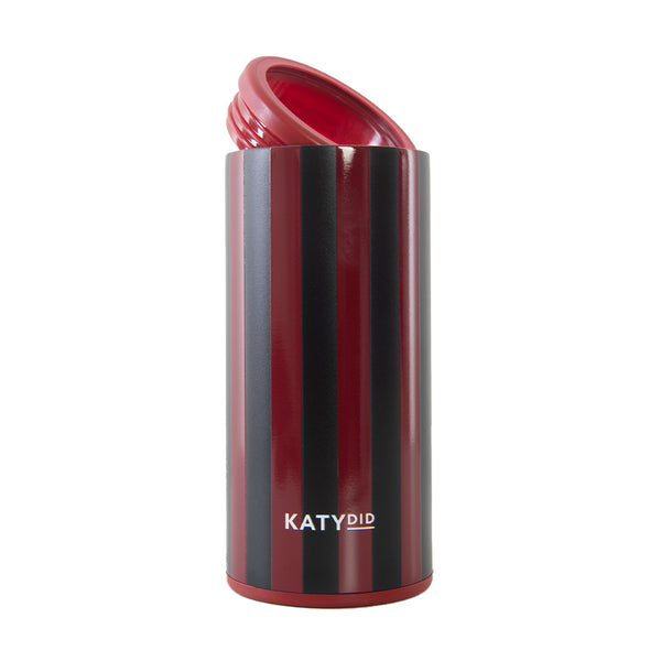 Maroon and Black Striped Slim Can Cooler
