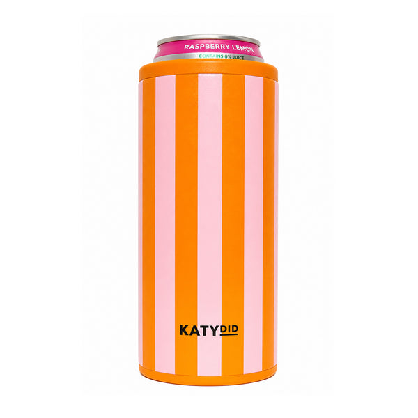 Orange and Light Pink Striped Slim Can Cooler