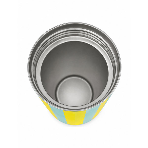 Aqua and Yellow Striped Slim Can Cooler