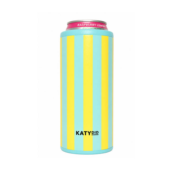 Aqua and Yellow Striped Slim Can Cooler