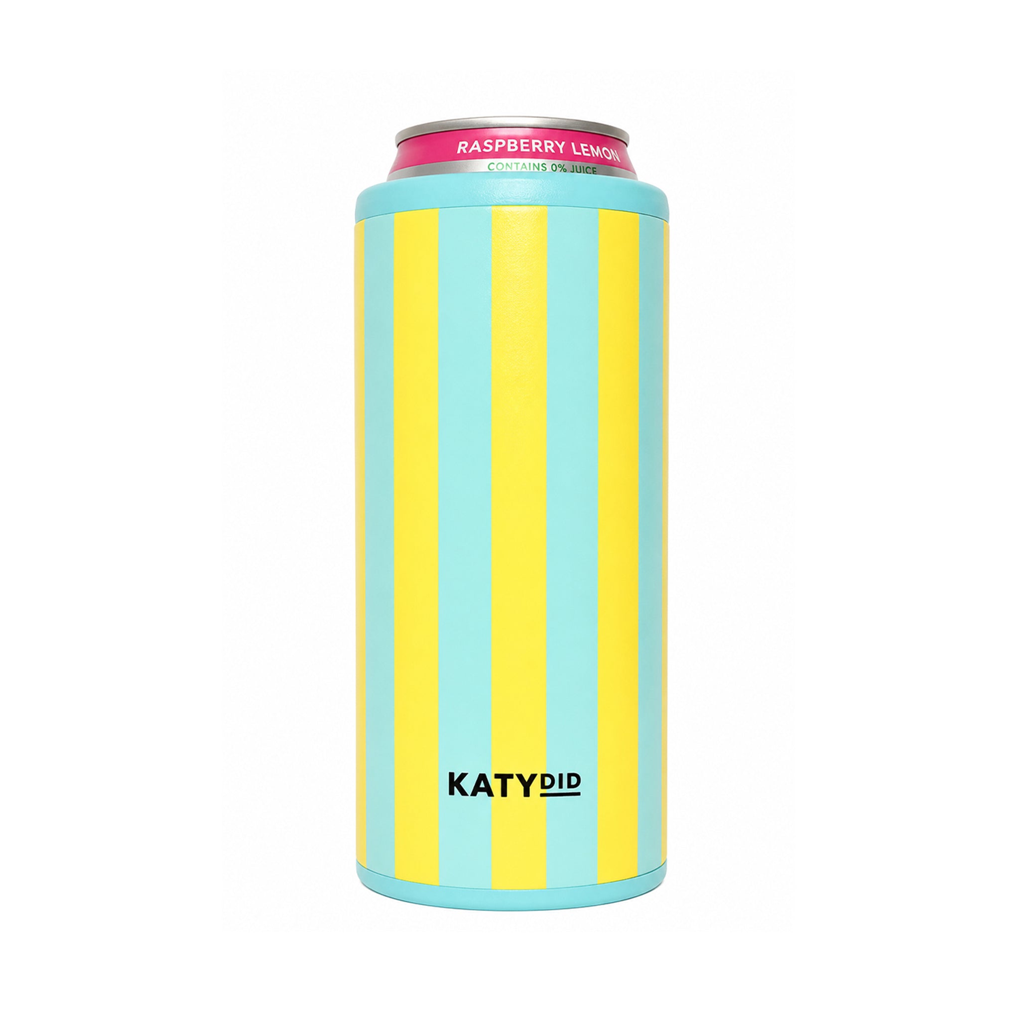 KatyDid Aqua and Yellow Striped Slim Can Cooler | Palmetto Moon