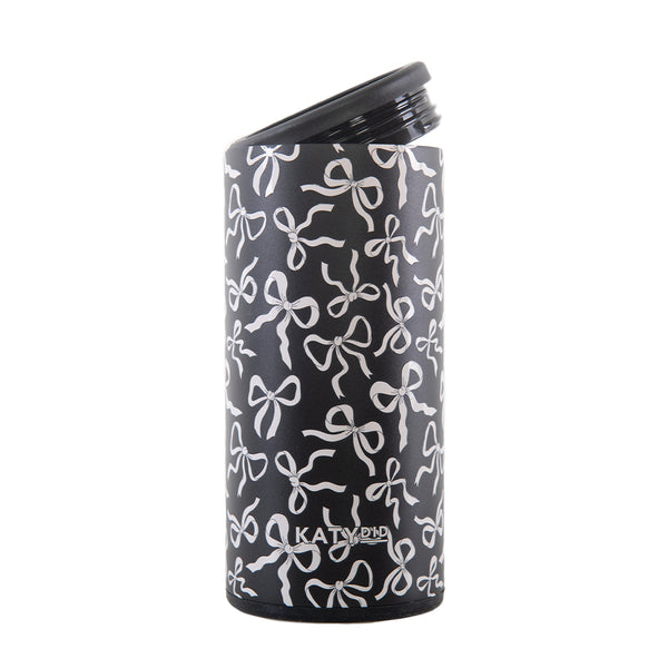 Black and White Bows Slim Can Cooler