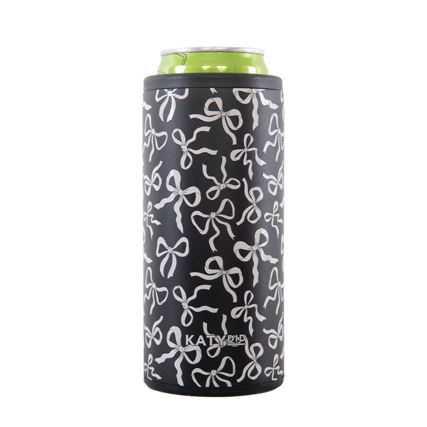 Black and White Bows Slim Can Cooler