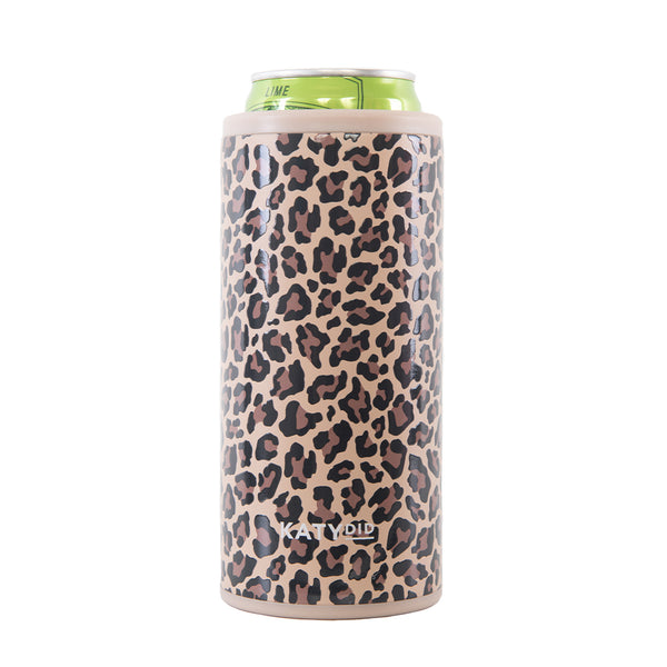 Brown Leopard Slim Can Cooler