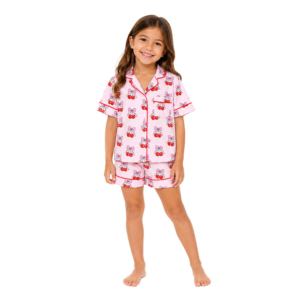 Youth Cherry Bows Pajama Set