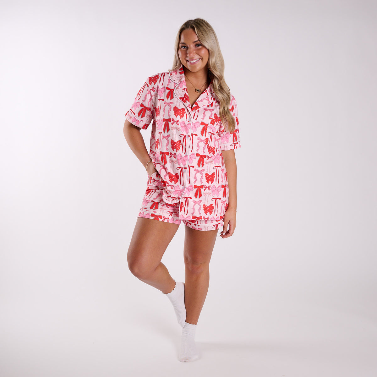 Katydid Pink Bows Pajama Top