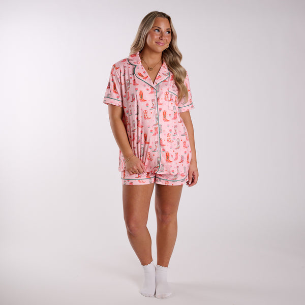 Katydid Pink Boots Pajama Top