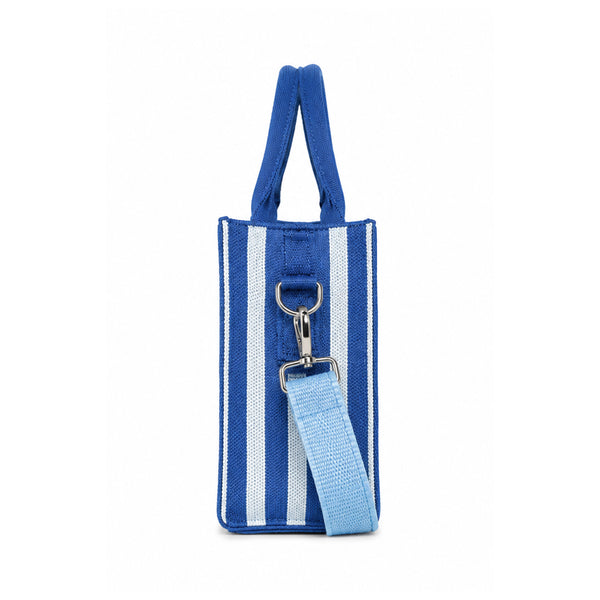 Blue Striped Structured Mini Tote