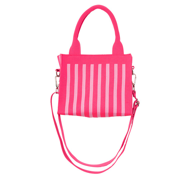 Hot Pink Striped Structured Mini Tote