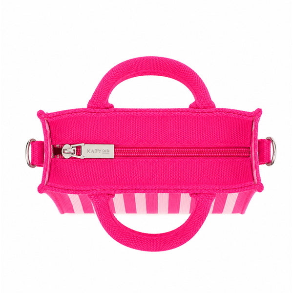 Hot Pink Striped Structured Mini Tote