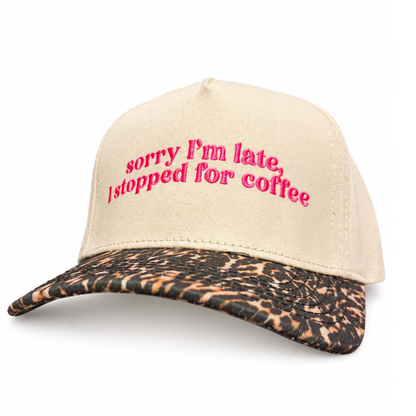 Stopped for Coffee Leopard Trucker Hat