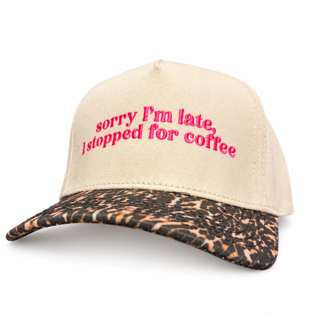 Stopped for Coffee Leopard Trucker Hat