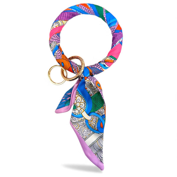 Pink and Blue Round Scarf Keyring