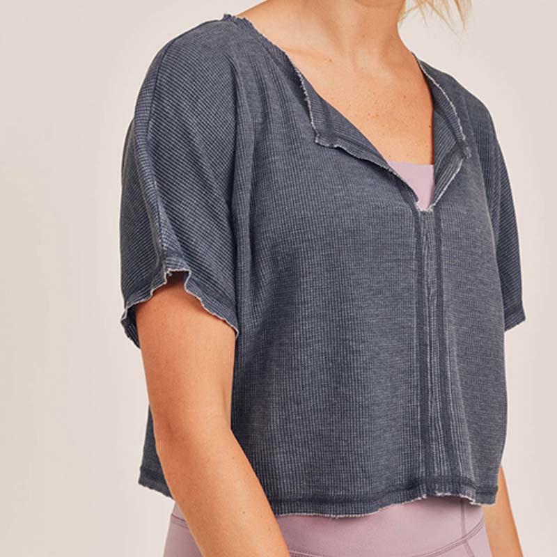 V-Neck Waffle Active Top